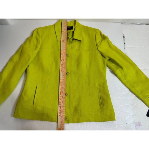 Dana Buchman Blazer Petite Green Linen Jacket Button Front Casual Size 12P #1272 - Picture 12 of 16